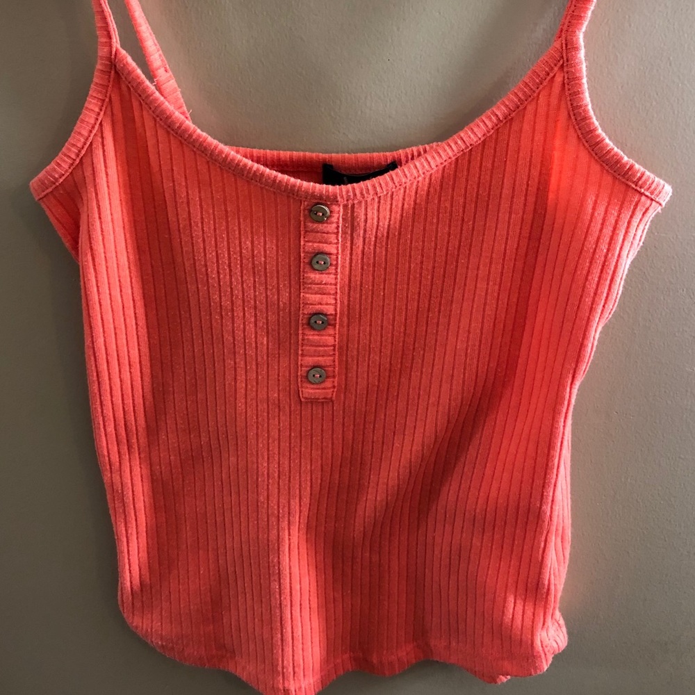 Pink Crop Tank Top (w/ buttons)